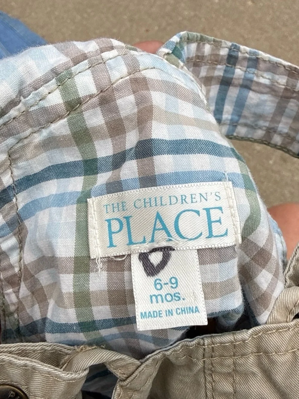 The Children's Place Beige Overalls with Blue Elephant Appliqué
